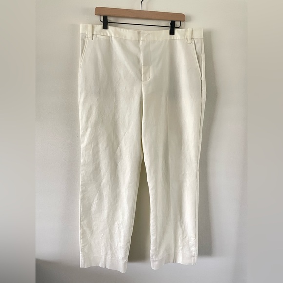 VINCE Avery Wide Leg Italian Chino Pant Size 16 Ivory Stretch Cotton Blend - Picture 10 of 10